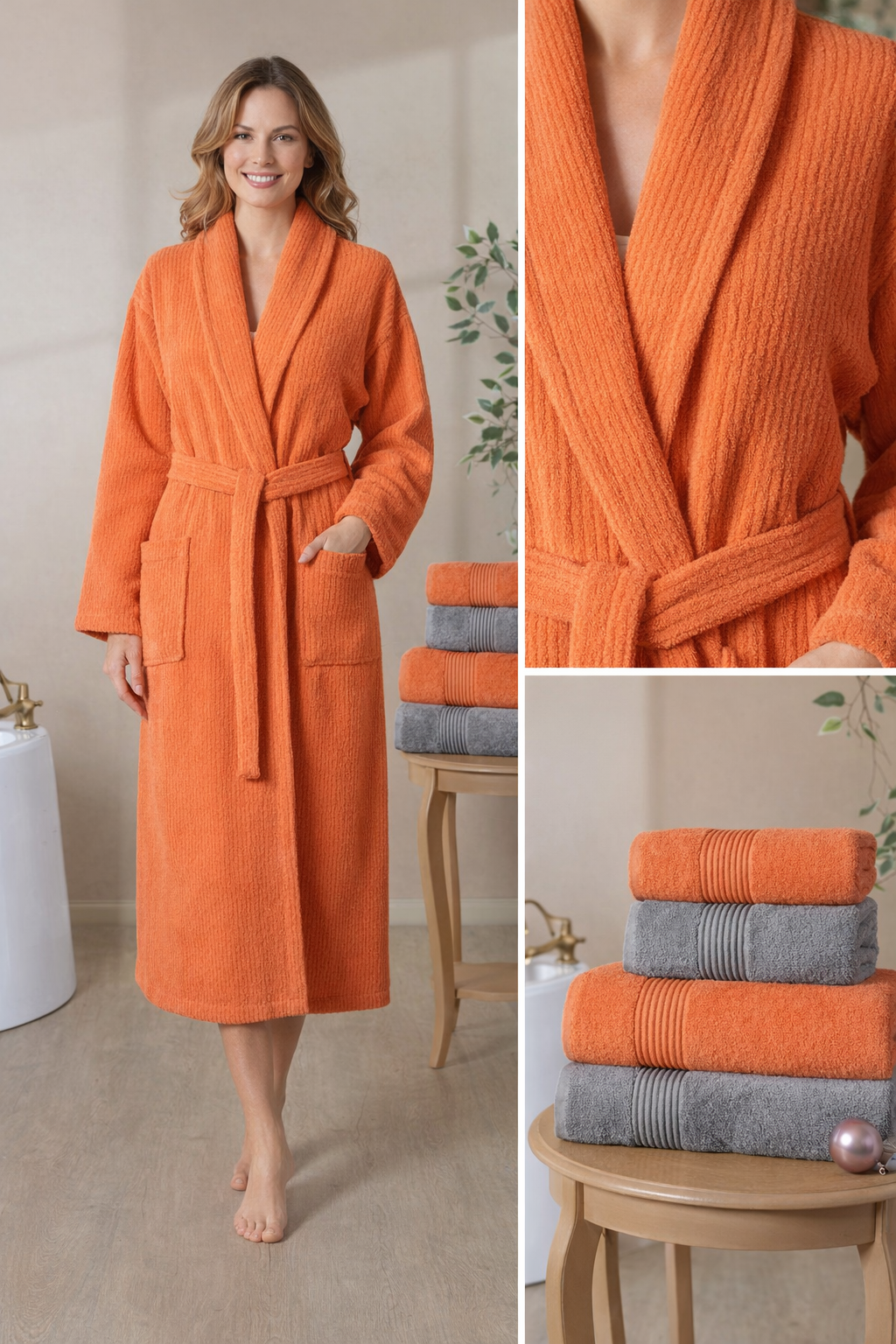 Bademantel Stripes Orange