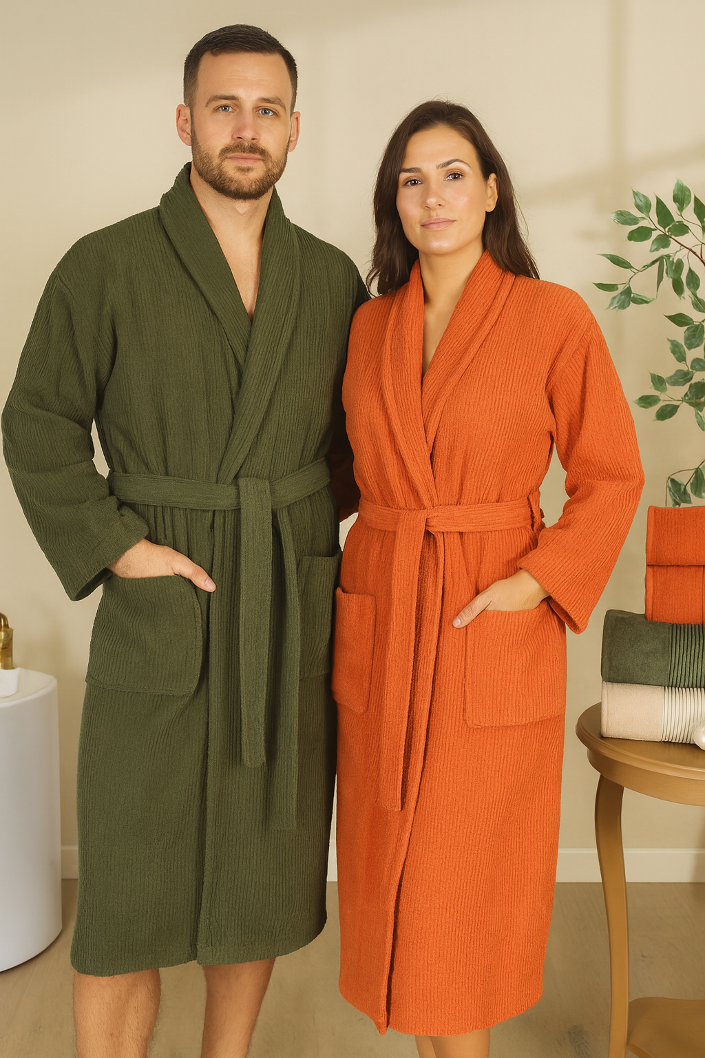 Bademantel Stripes Green