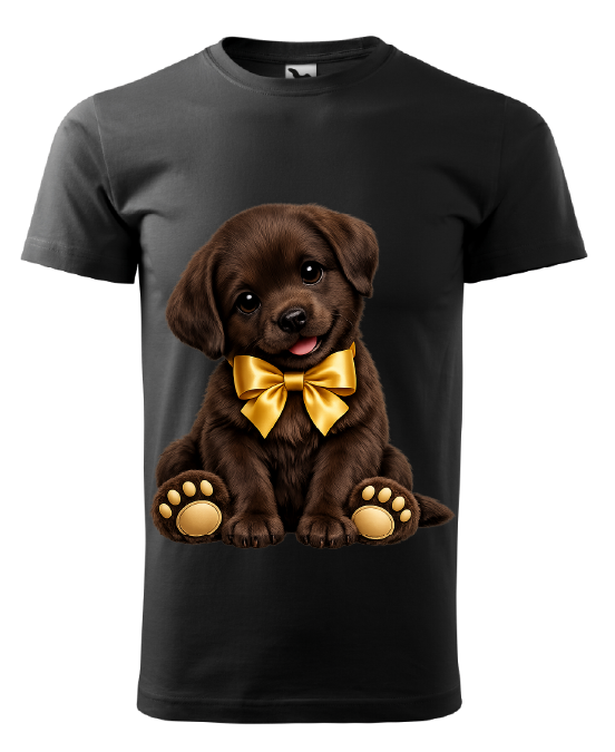 Black printed Puppy- Unisex T-Shirts Kurzarm aus Baumwolle Black Puppy