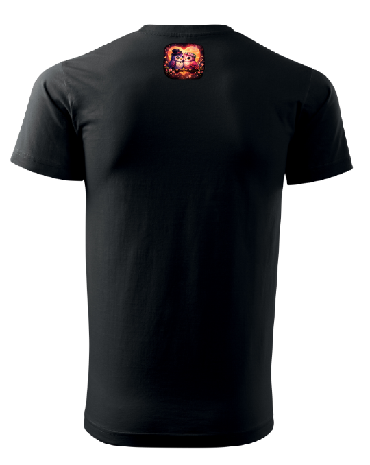 Black printed Eulen- Unisex T-Shirts Kurzarm aus Baumwolle