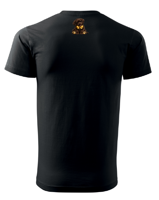 Black printed Puppy- Unisex T-Shirts Kurzarm aus Baumwolle Black Puppy