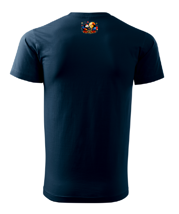 Navy printed Birds- Unisex T-Shirts Kurzarm aus Baumwolle Navy