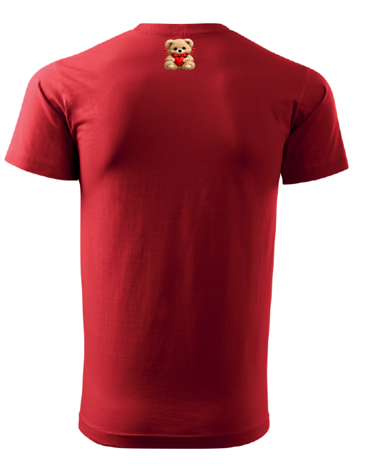 Red printed Teddy- Unisex T-Shirts Kurzarm aus Baumwolle Red Teddy