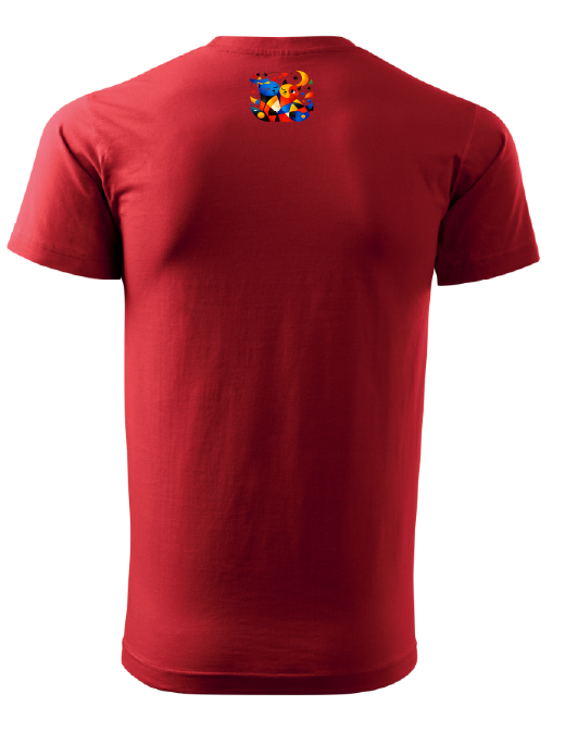 Red printed Cats- Unisex T-Shirts Kurzarm aus Baumwolle Red
