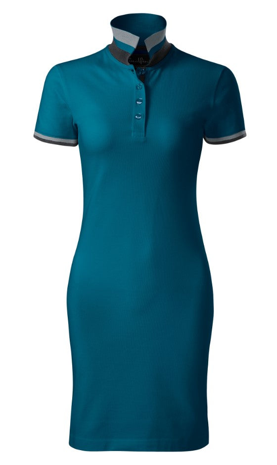 CLX-Damen Polo Pique Kleid aus 100% Baumwolle- Farbe Petrolblau