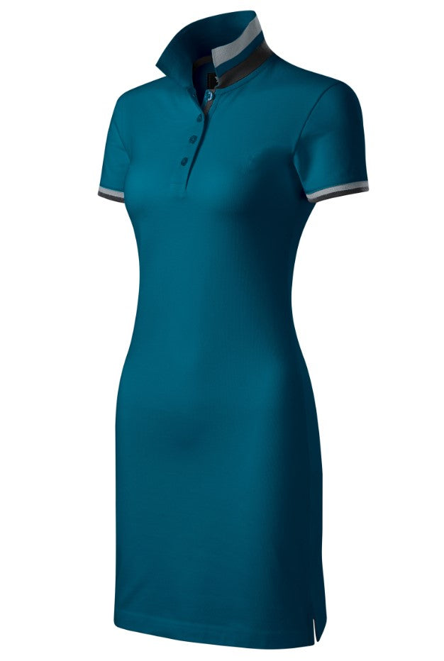 CLX-Damen Polo Pique Kleid aus 100% Baumwolle- Farbe Petrolblau