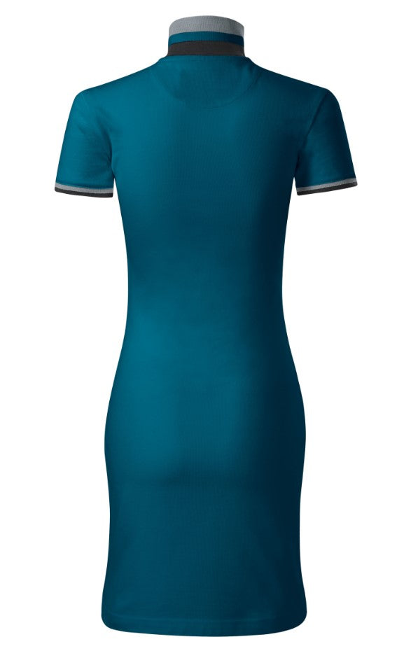 CLX-Damen Polo Pique Kleid aus 100% Baumwolle- Farbe Petrolblau