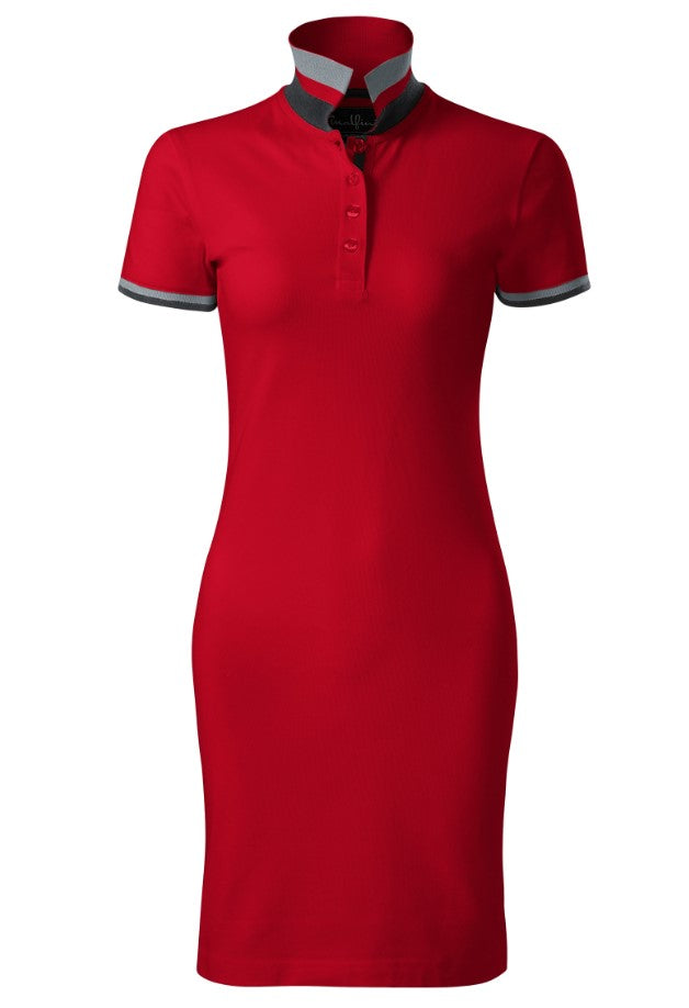 CLX-Damen Polo Pique Kleid aus 100% Baumwolle- Farbe Rot