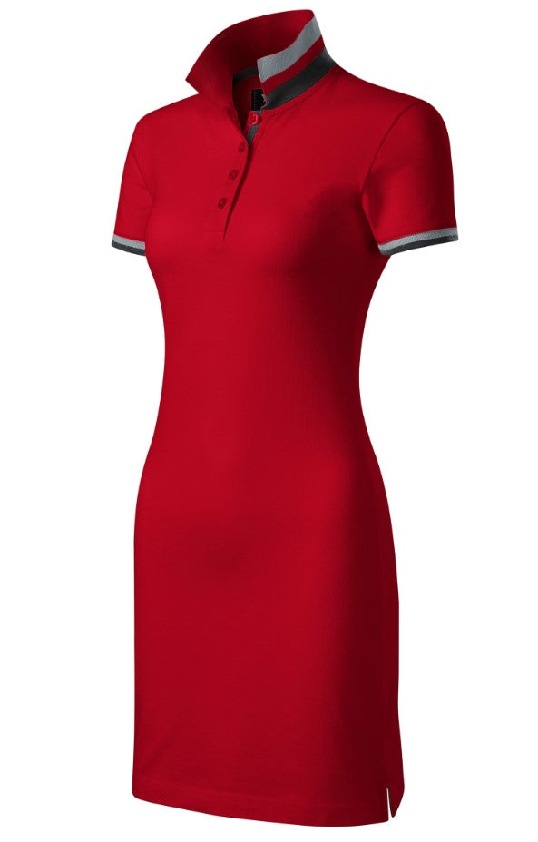 CLX-Damen Polo Pique Kleid aus 100% Baumwolle- Farbe Rot