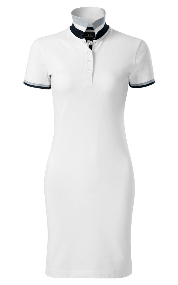 CLX-Damen Polo Pique Kleid aus 100% Baumwolle- Farbe White