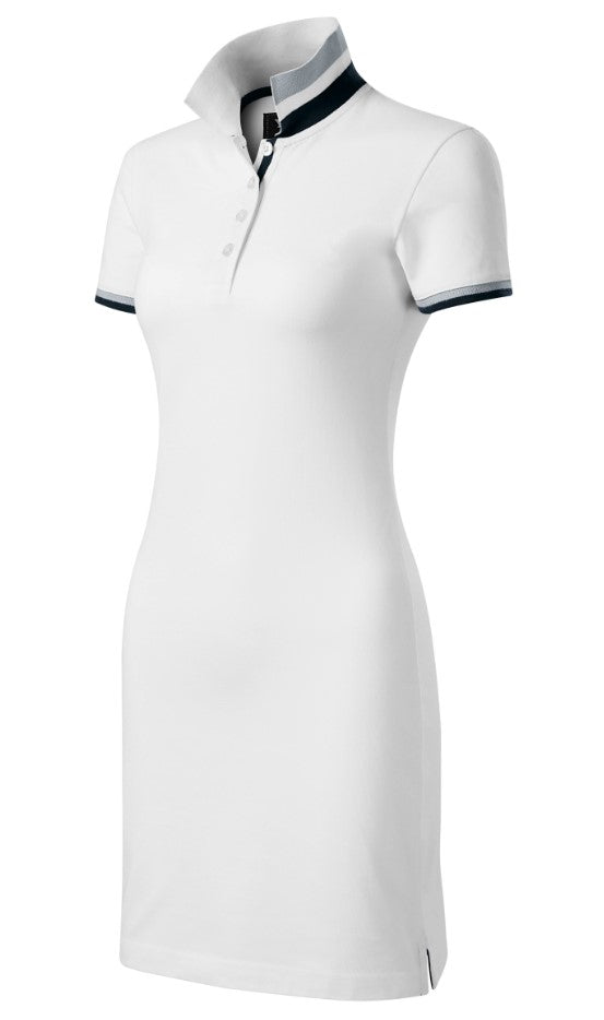 CLX-Damen Polo Pique Kleid aus 100% Baumwolle- Farbe White