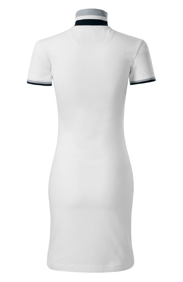 CLX-Damen Polo Pique Kleid aus 100% Baumwolle- Farbe White
